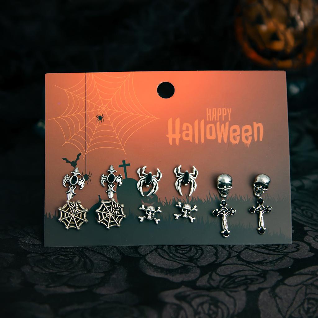 Set Cercei Halloween Desene Animate Amuzant Cap de Dovleac Fantomă Elemente Liliac Ciucure Set Bijuterii Urechi Înfricoșător Amuzant Trendy Accesorii Femei