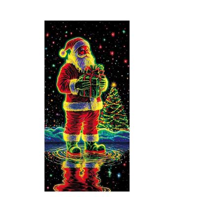 Christmas UV Fluorescent Door Banner/cover Background/holiday Party Decoration/Christmas Decorative Hanging Cloth