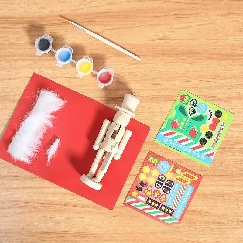 6 buc/Set Crăciun Spărgător de Nuci din Lemn Păpuși DIY Păpușă Jucărie Ornament Pandantiv Crăciun Figurine Sărbători Cadou