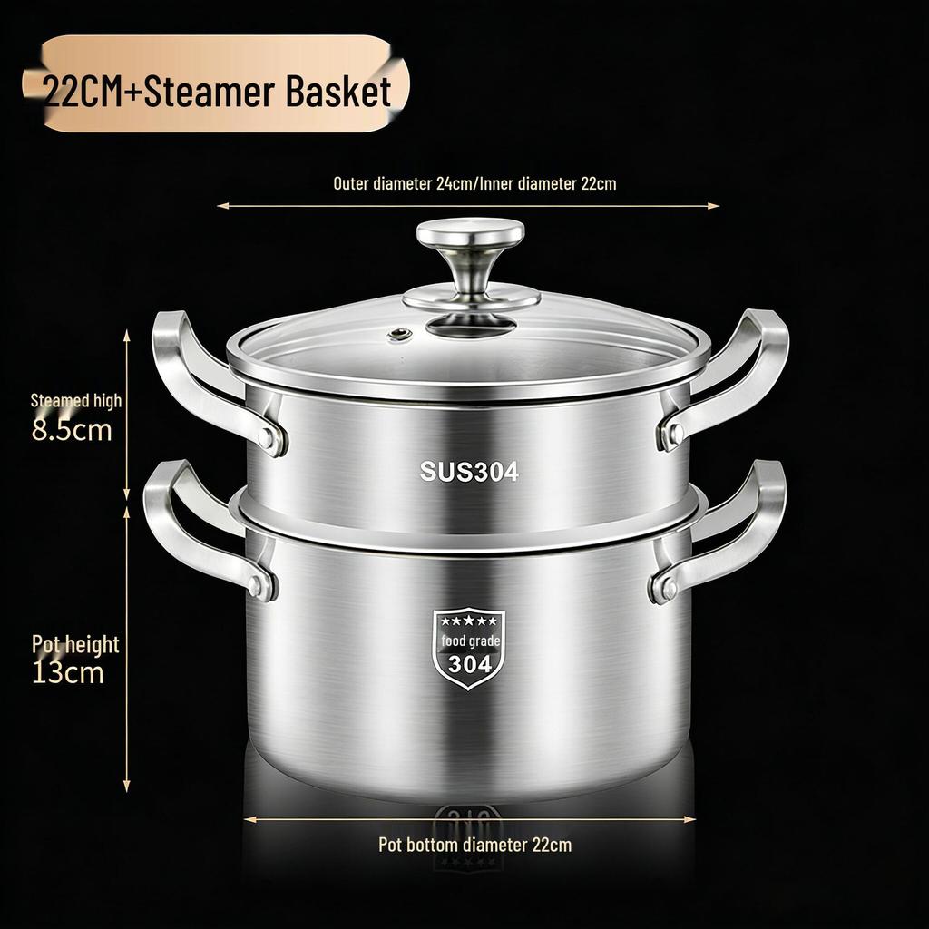 316L Stainless Steel Soup Pot with Handles - Non-Stick for Steaming, Cooking, and Stewing On Induction Cookers