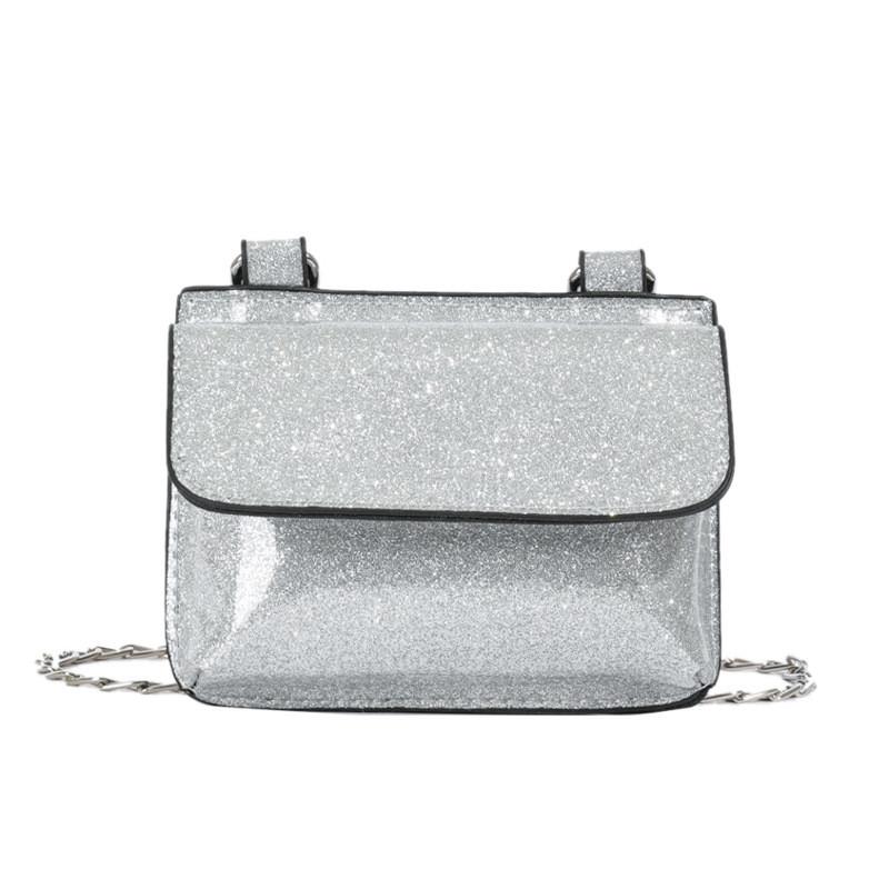 Stylish Korean Trendy Starry Shoulder Bag For Kids Fashionable Chain Crossbody Purse серебряный