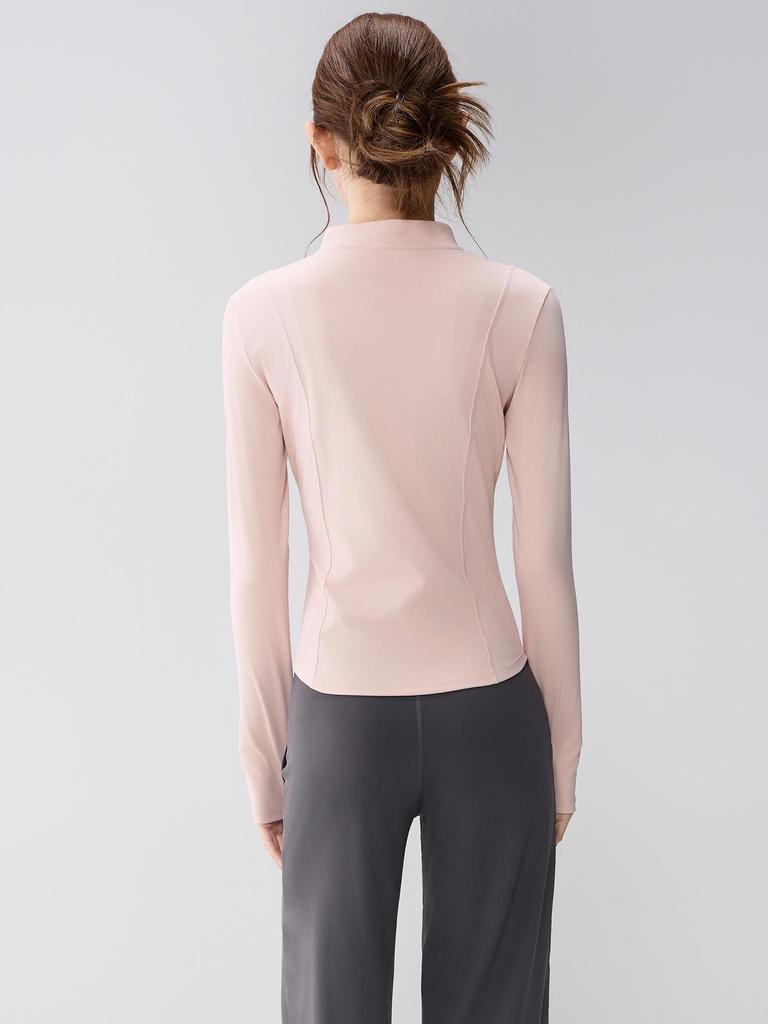 Full-Zip Yoga Suit with Pockets: Slimming Long Sleeve Top for Running & Fitness