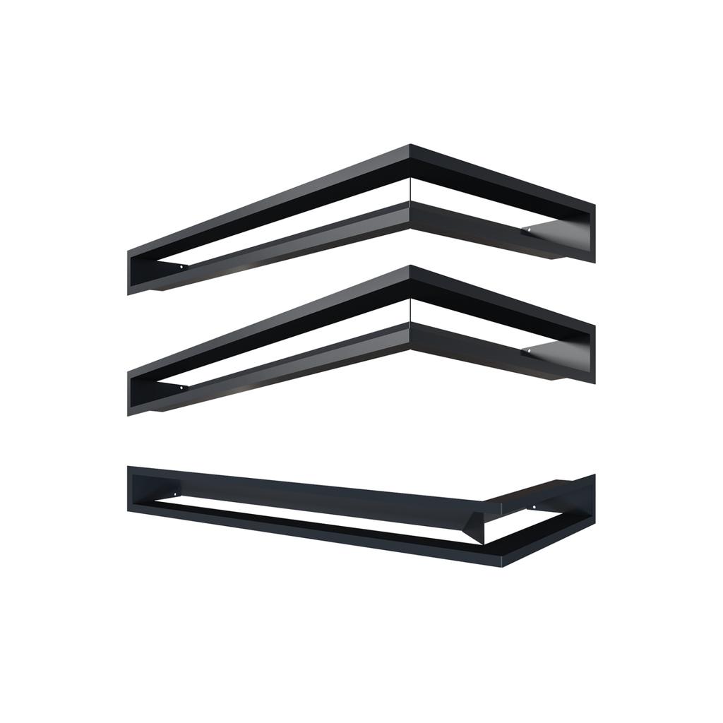 Fireplace Grille KRATKI LUFT Graphite 9x80x40 Right Ventilation Set of 3 Pcs