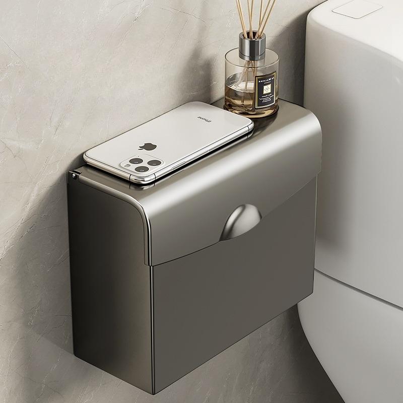 Gun Ash Toilet Tissue Box Shelf Toilet Waterproof Non-punching Toilet Paper Pumping Box Wall-mounted Toilet Carton