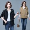 Plus Size Women's Hooded Windbreaker: Stylish, Breathable, Single-Layer Jacket for Mid-Autumn and Spring