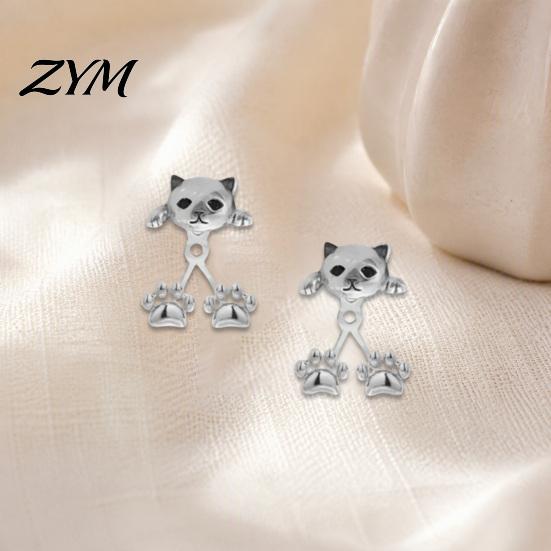 Minimalist Versatile Jewelry 1 Pair Cute Funny Cat Earrings for Women, Teens Girls, Creative Lover Gifts Mini Animal Stud Earrings, Statement