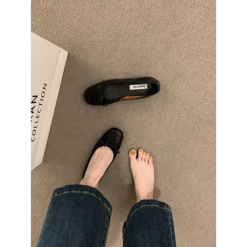 With skirt fairy style silver soft surface soft sole grandma shoes one pedal light mouth ballet shoes gentle evening single shoes