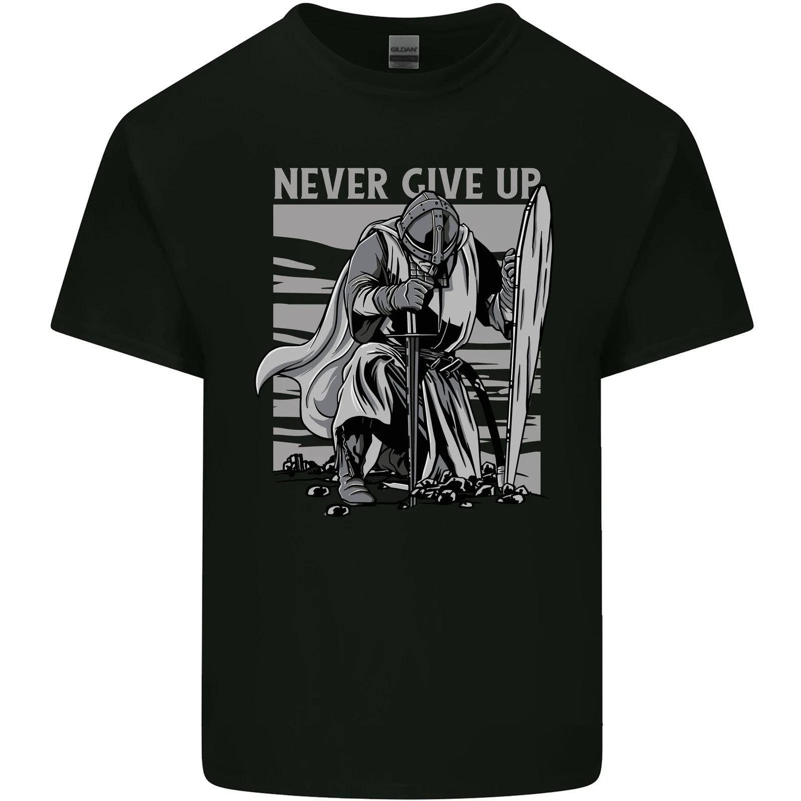 

Teutonic Knight Never Give Up Crusader Gym Kids T-Shirt Childrens S