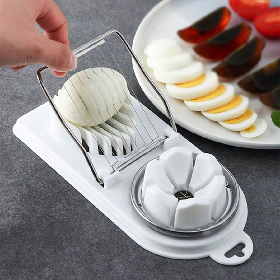 1pc Household Multifunctional Egg Cutter, Egg Slicer For Hard Boiled Eggs, 2 In 1 Egg Chopper/Divider/Dicer/Cutter, Kitchen Gadgets
