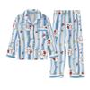 Children's Cartoon Print Pajama Set - Long Sleeve Cardigan with Turn-Down Collar, Imitation Cotton, for Spring and Autumn