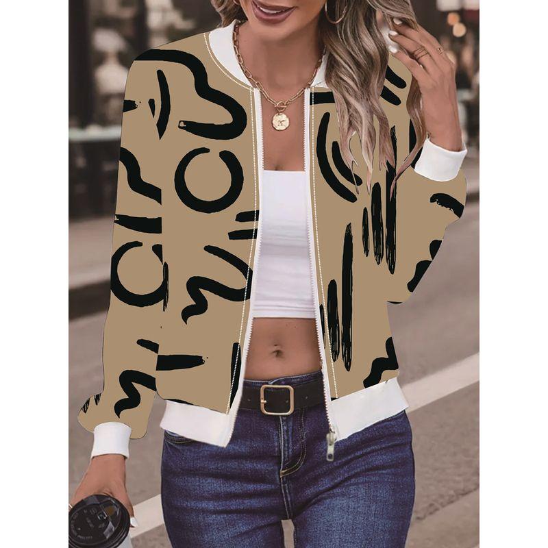 

Модный стиль Модная бейсбольная форма с принтом Контрастный цвет Весна, Осень и Зима Новый темперамент Дикая Дышащая Женская Солнцезащитная одежда Khaki XL