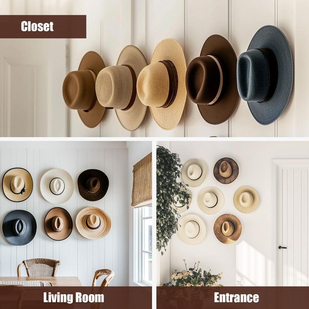 3Pcs Plastic Hat Rack Wall Mounted Hat Storage Holder Hat Storage Organizer Hanger  for Household