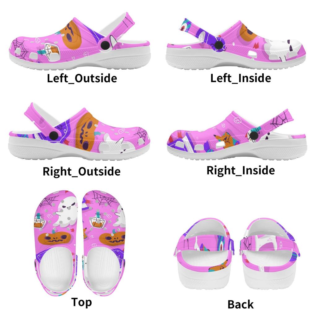 White Color Printed EVA Clogs Women Men Lightweight Breathable Garden Shoes Slip On Beach Pool Bathroom Home Sandals