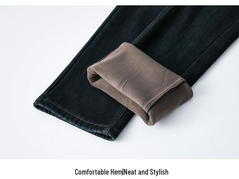 Women's Fleece-Lined Flared Jeans: Slimming, High-Waisted, Elastic, Comfortable, Versatile Fit