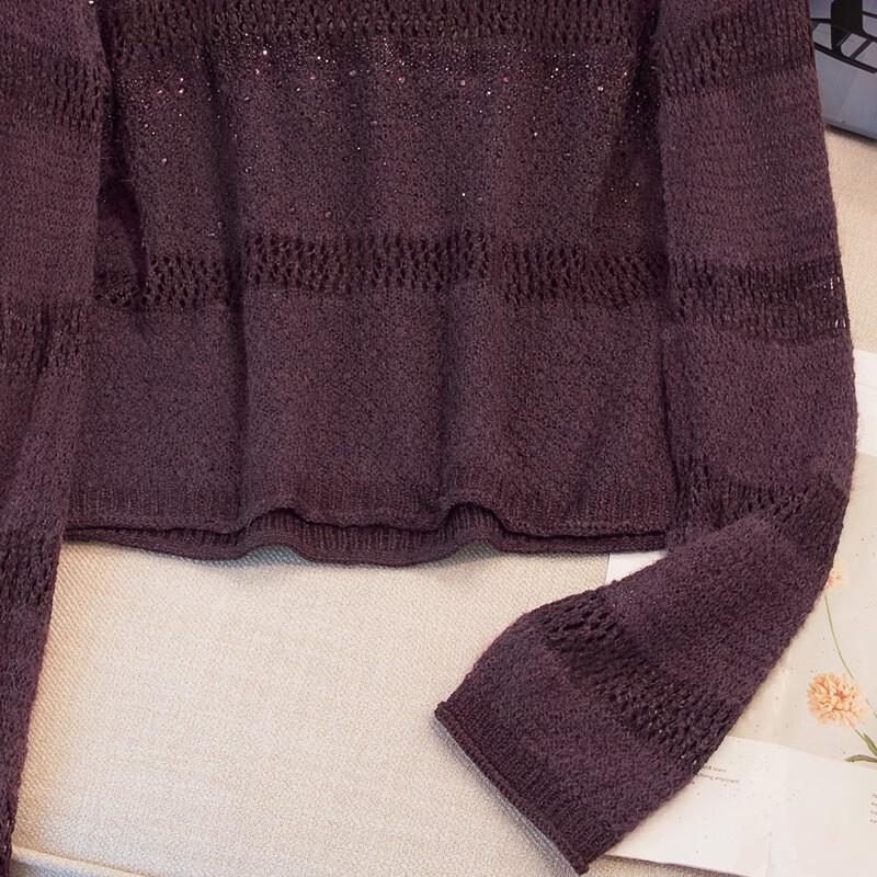 Women's Round Neck Hollow Knit Pullover Sweater