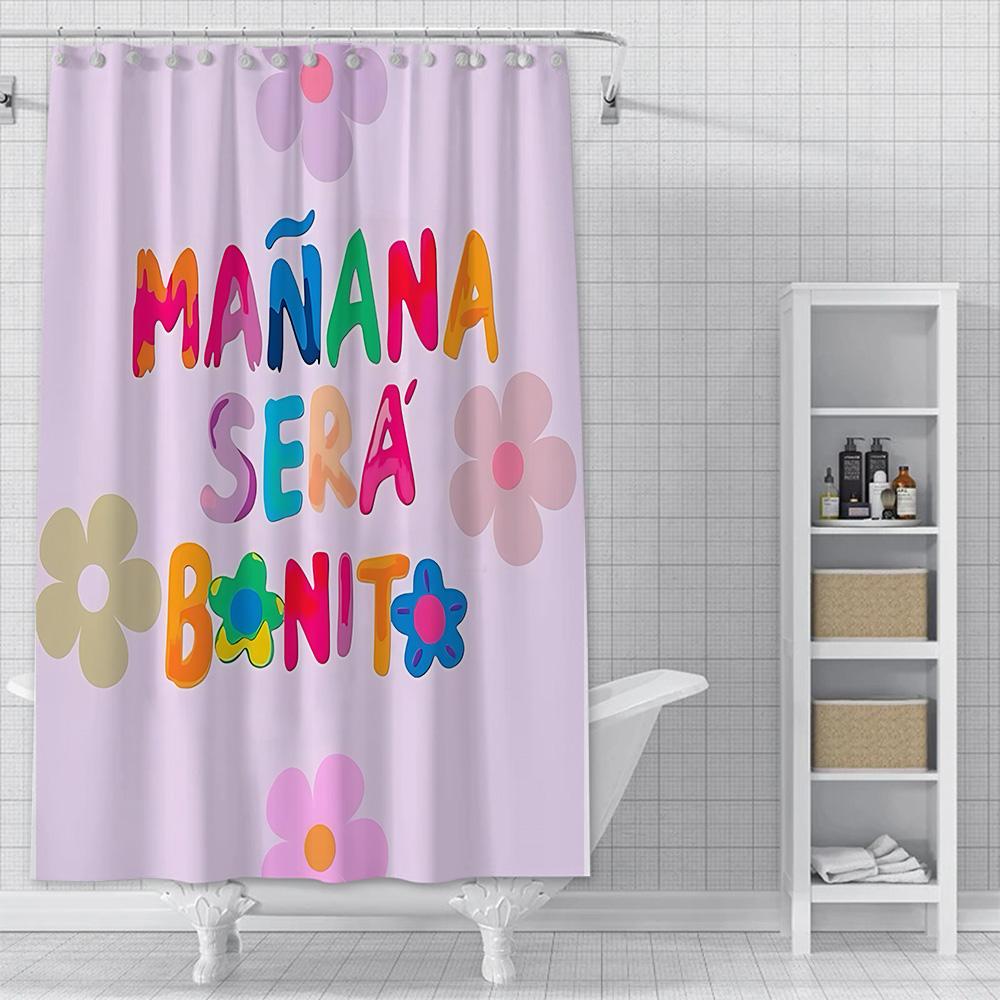 

Shower Manana Sera Bonito Karol G Curtain Waterproof Polyester Fabric Paint Colorful Bath Curtains Home Bathroom Decor With Hook W60H190(CM)-1 Pcs