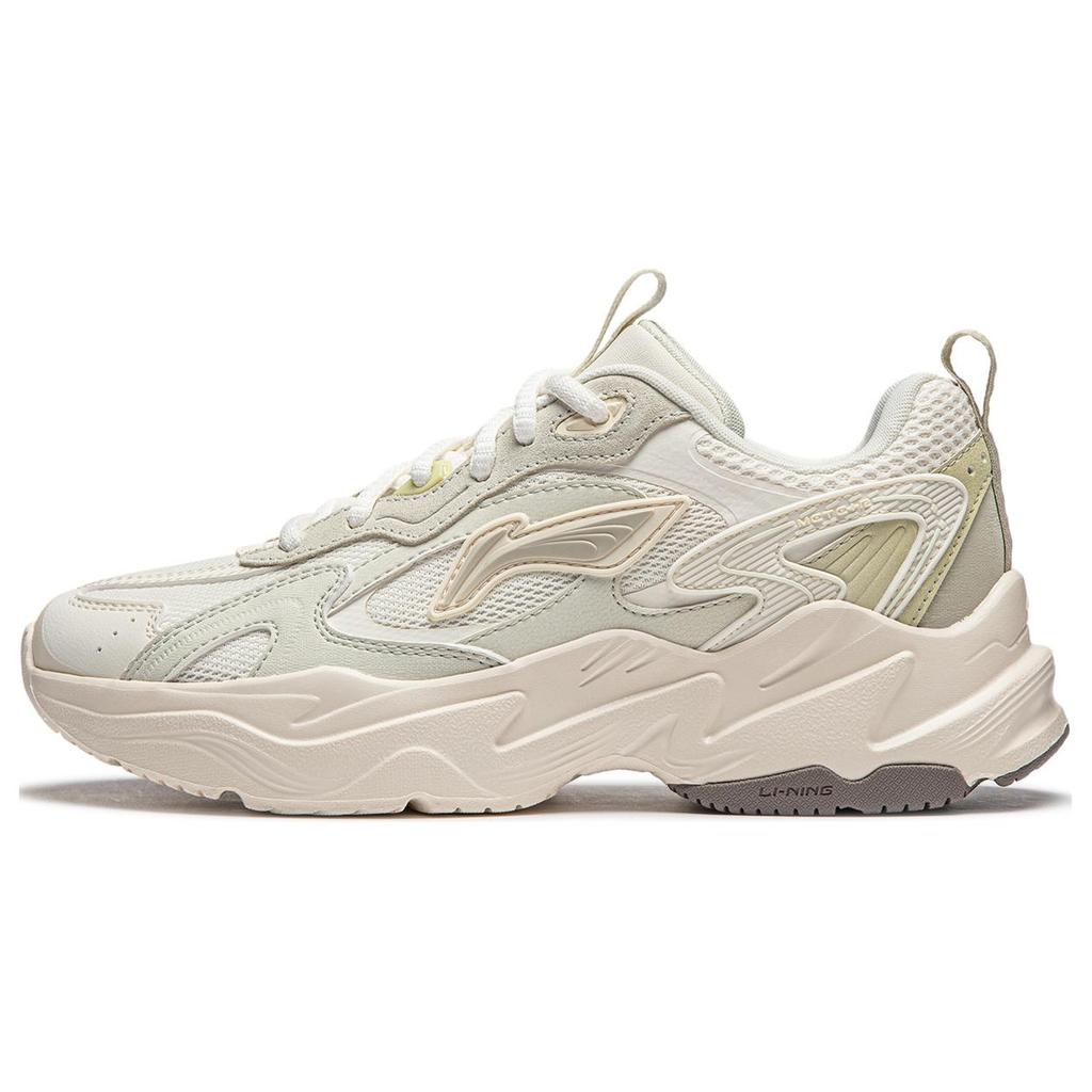 New LiNing Meteor Cushioning Anti-Slip And Wear-Resistant Support Low-Top Casual Shoes Women's White Green AGCU122-2