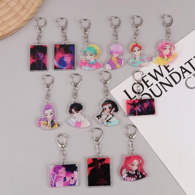 Kpop Demon Hunters Huntrix Saja Boys Keychains For Accessories Jewelry Rumi Zoey Jinu Mira Sold My Soul Keyrings Fans Gifts