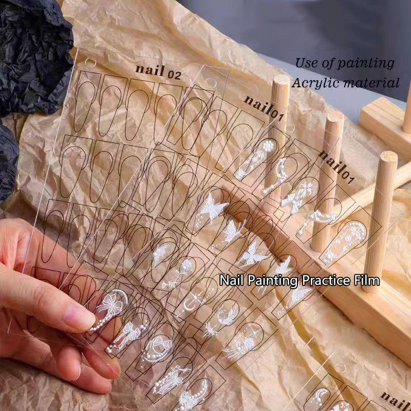 Wiederverwendbares Acryl Nail Art Malpapier Nail Art Übungs-Trainingsmatte Maniküre Blume Linienzeichnung Übungswerkzeug
