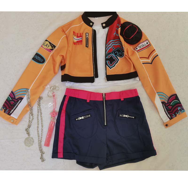 Anime Movie Huntr/x Kpop Demon Hunters Rumi Cosplay Costume Halloween Carnival Party Role Play Uniform Prop