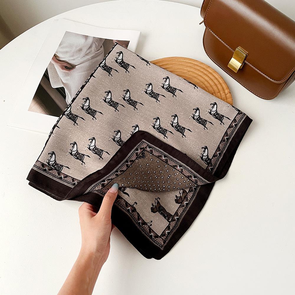 Ethnic Style Fashion Printed Silk Scarf 70 Simulation Silk Scarf Versatile Square Scarf Belt Silk Scarf Clothing Waist Seal Scarf