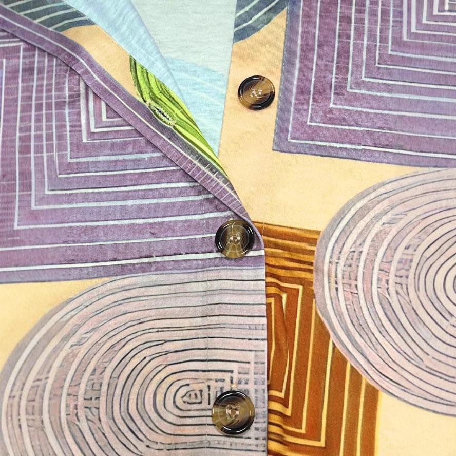 YYFS Women's Fashion Summer Spring Colour Block Print Short Sleeve POLO Neck High Waist Casual Dresses