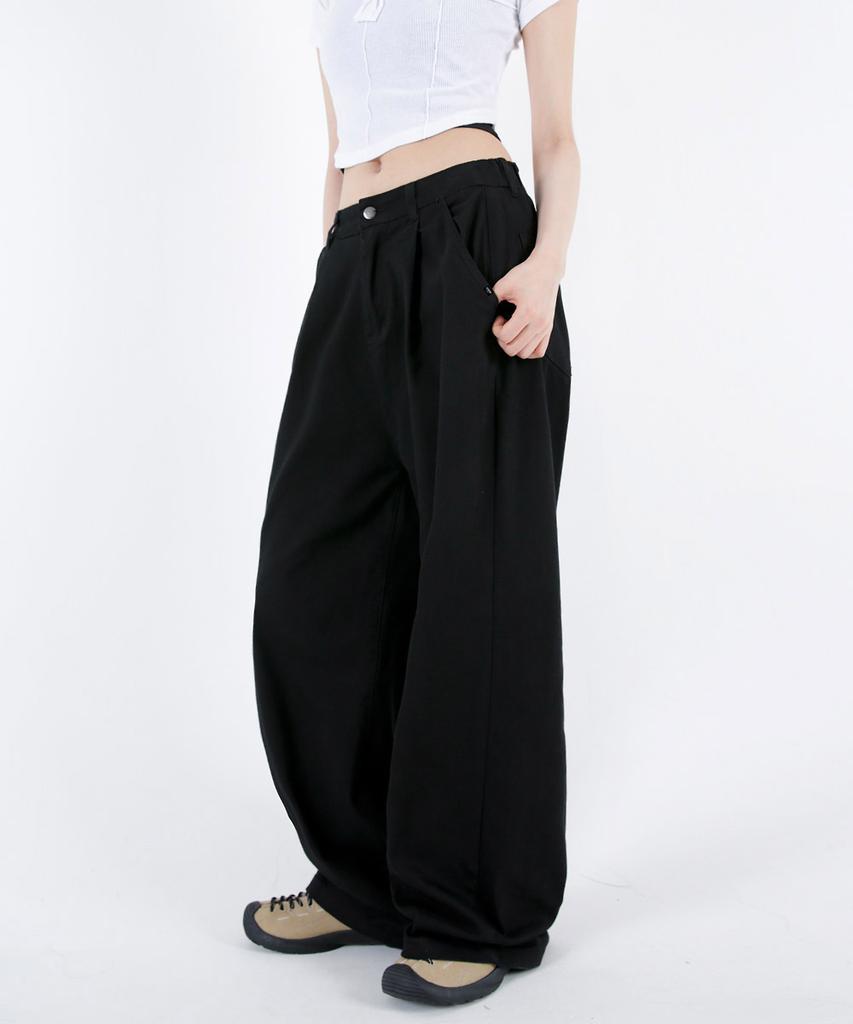 UMM Women'S Pintuck Back Elastic Wide Stretch Pants 3 Colors