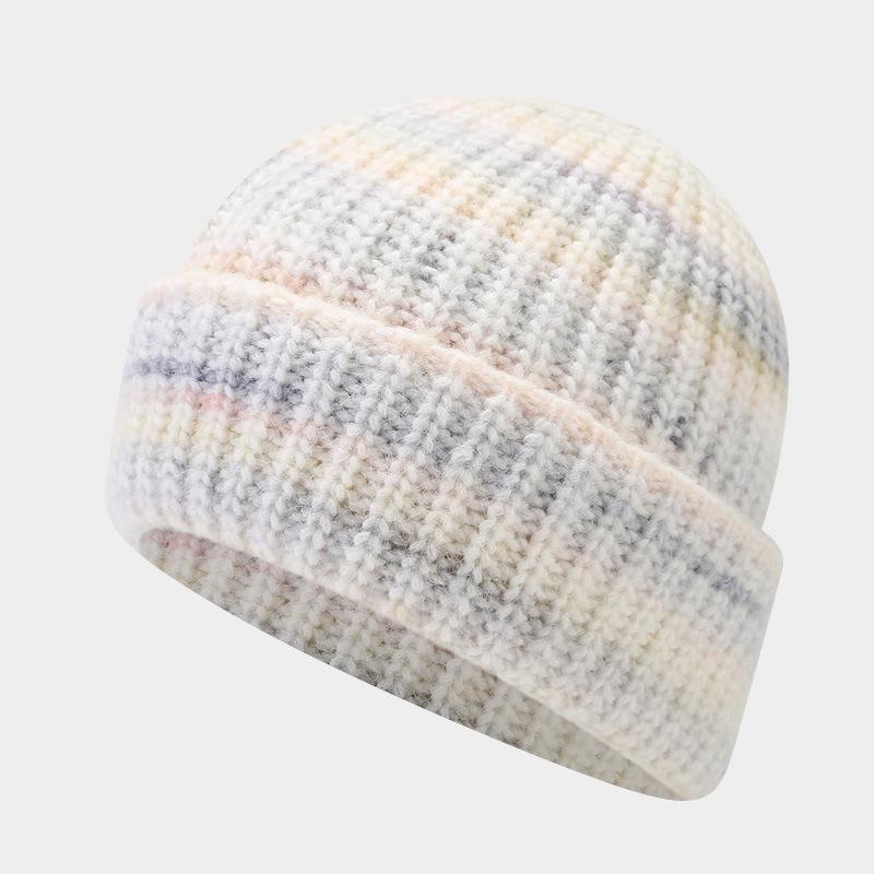 Women S Vintage Tie Dye Knit Hat Warm Ear Protection Winter Beanie