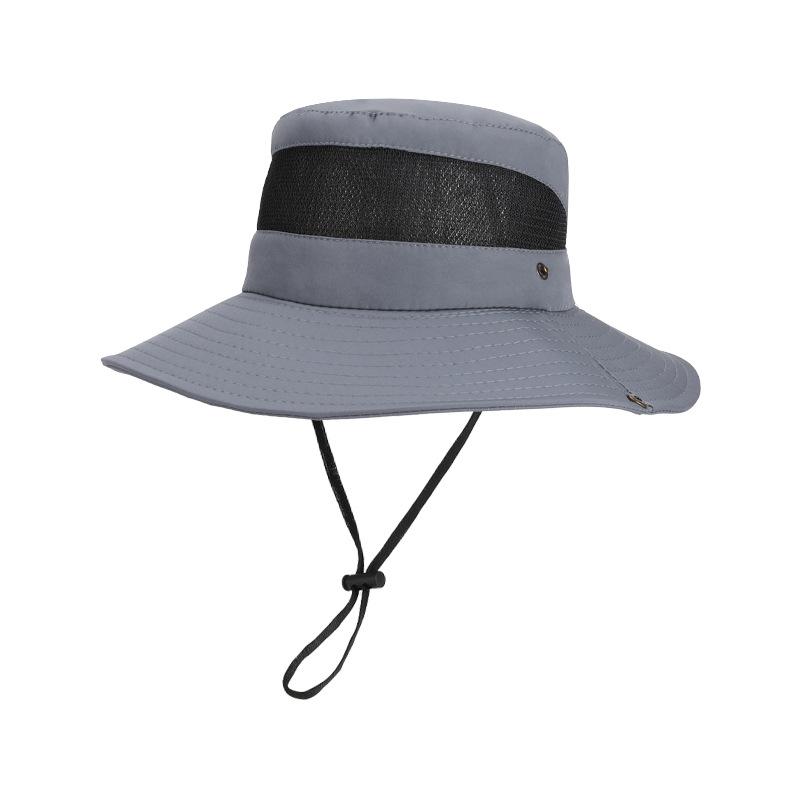 Summer mesh breathable bucket hat men's outdoor mountaineering fishing sun protection hat big brim foldable sun hat children