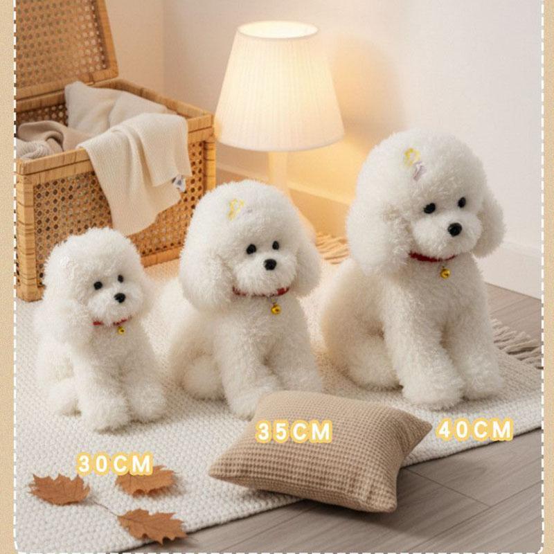 Cute Poodle Dog Plush Toy Soft Fluffy Stuffed Animal Puppy Doll With Bell Collar Kawaii Plushie For Birthday Gift Homedecoration
