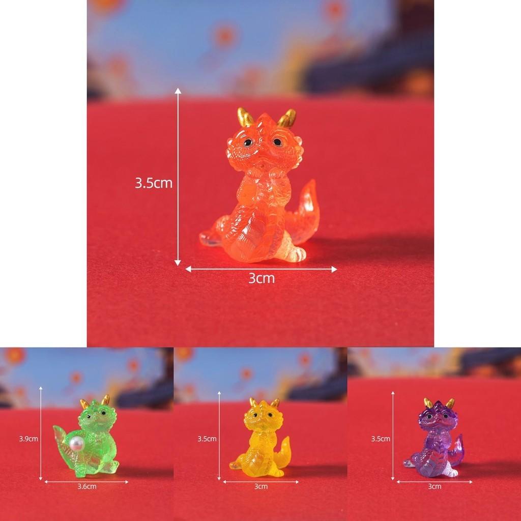 Adorable Translucent New Year Little Dragon Figurine Resin Miniature Desk Ornament