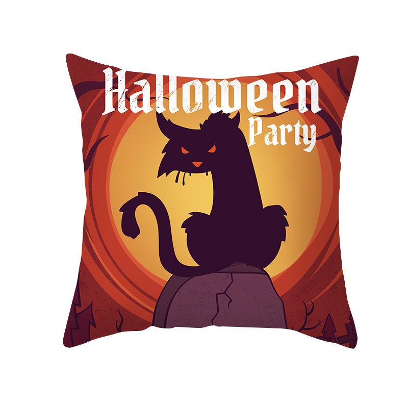 Halloween Pillow Cover New Product Cartoon Pumpkin Castle Print Peach Skin Cushion Cover Pillow Cover