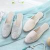 Slippers, flat-bottomed bag root embroidered cloth shoes with cheongsam 2025 spring and summer new women's shoes, sandals outside