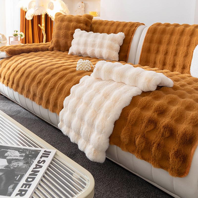 Sofakissen Winter Plüsch Verdicktes Warmes Rutschfestes Kissen Neue Pelzige Sofabezug Bezug Tuch