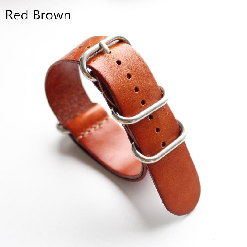 MERJUST 18MM 20MM 22MM 24MM Strap Oil Genuine Leather Black Brown Khaki Watch Band Zulu Wristband For DW Timex