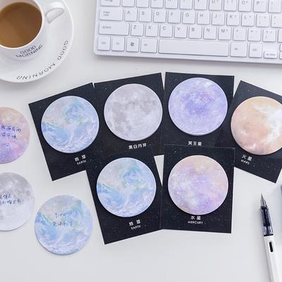 Stationeries 2Pcs Earth Moon Planet Self Adhesive Memo Pad Notepad Sticky Note Stationery