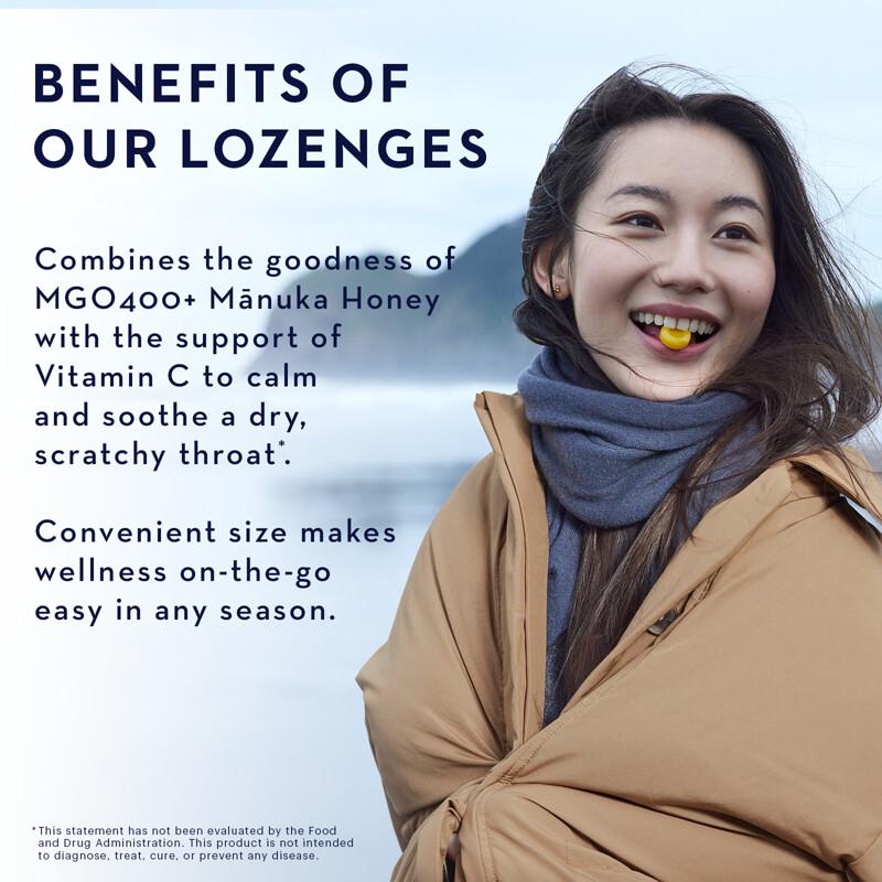 Manuka Honey Lozenges, Natural Ginger & Lemon, MGO 400+, 58 Lozenges