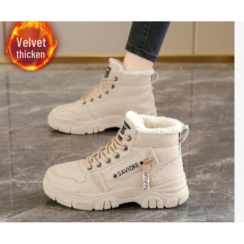 Winter 2024 Damen Trendige Dickbesohlte Fleecegefütterte Martin Boots