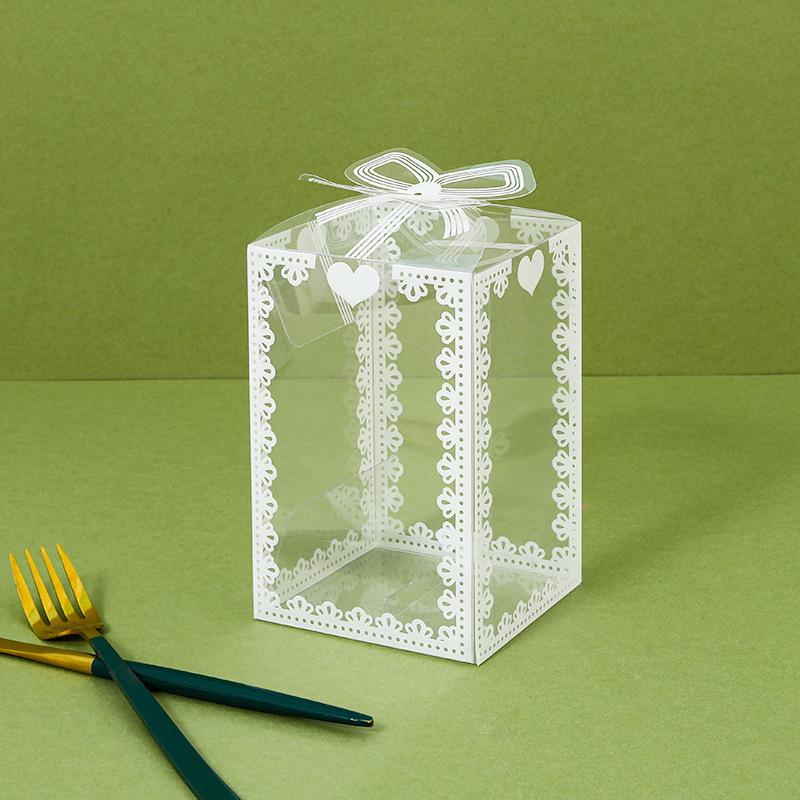 5/20 Stück transparente Spitzen-Herz-Geschenktüten Schachteln PVC-Leckerli-Boxen mit Band für Hochzeitsgeschenke Kekse Desserts und Party-Auslage