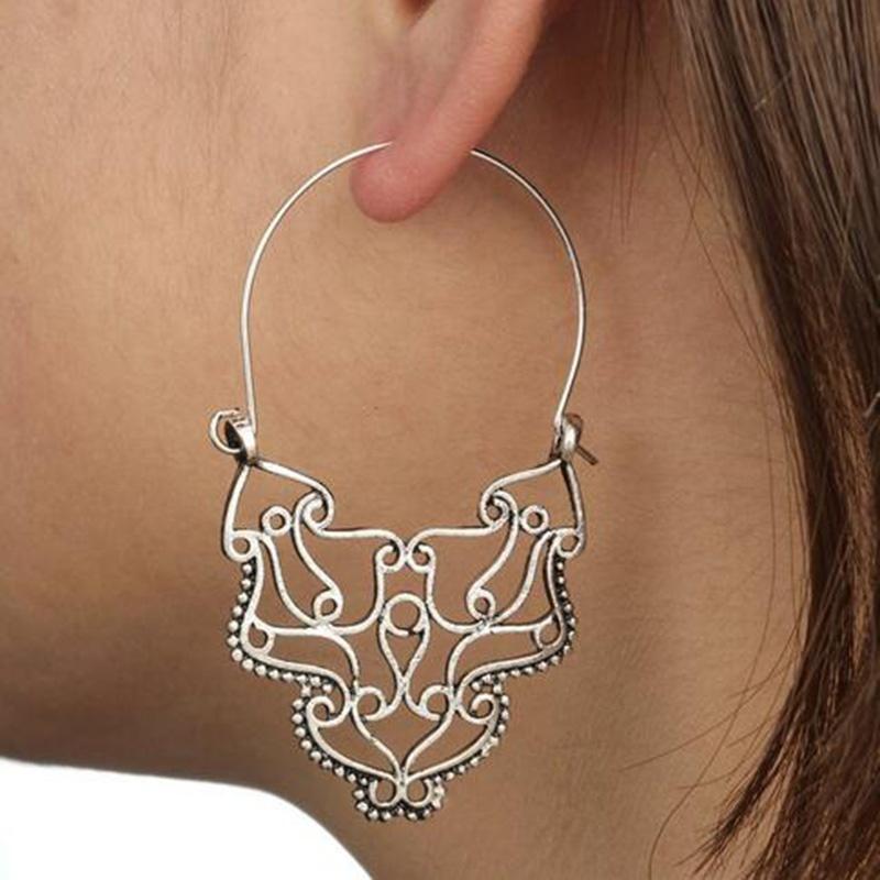 Boho Lotus Earrings For Women Jewelry Ethnic Long Zinc Alloy Drop Earrings Enamel Vintage Earrings