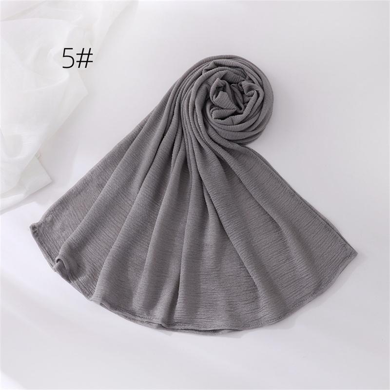 18Color New Ramadan Women's Breathable Wrinkled Solid Color Scarf Muslim Hijabs Soft Shawl Wrap Lady 70*170cm