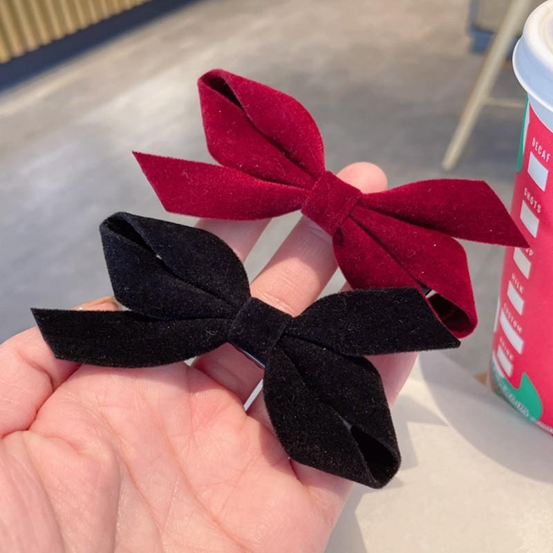 Velvet Bow Hair Clip Women Retro Versatile Gentle Duckbill Clip Temperament Hair Accessories