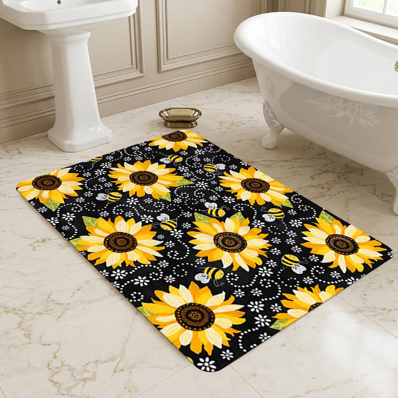 Sunflower Bees Living Room Nonslip Area Rug Soft Carpet For Bedroom Game Playroom Sofa Office Home Decor Doormat Christmas Gift C930136