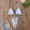 Bikini Sexy pour Femmes à Bretelles Séparées Visage Lumineux Maillot de Bain Couleur Unie