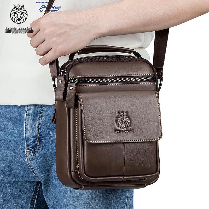 Shilaidun Men's Genuine Cowhide Leather Crossbody Shoulder Bag - 2025 Style