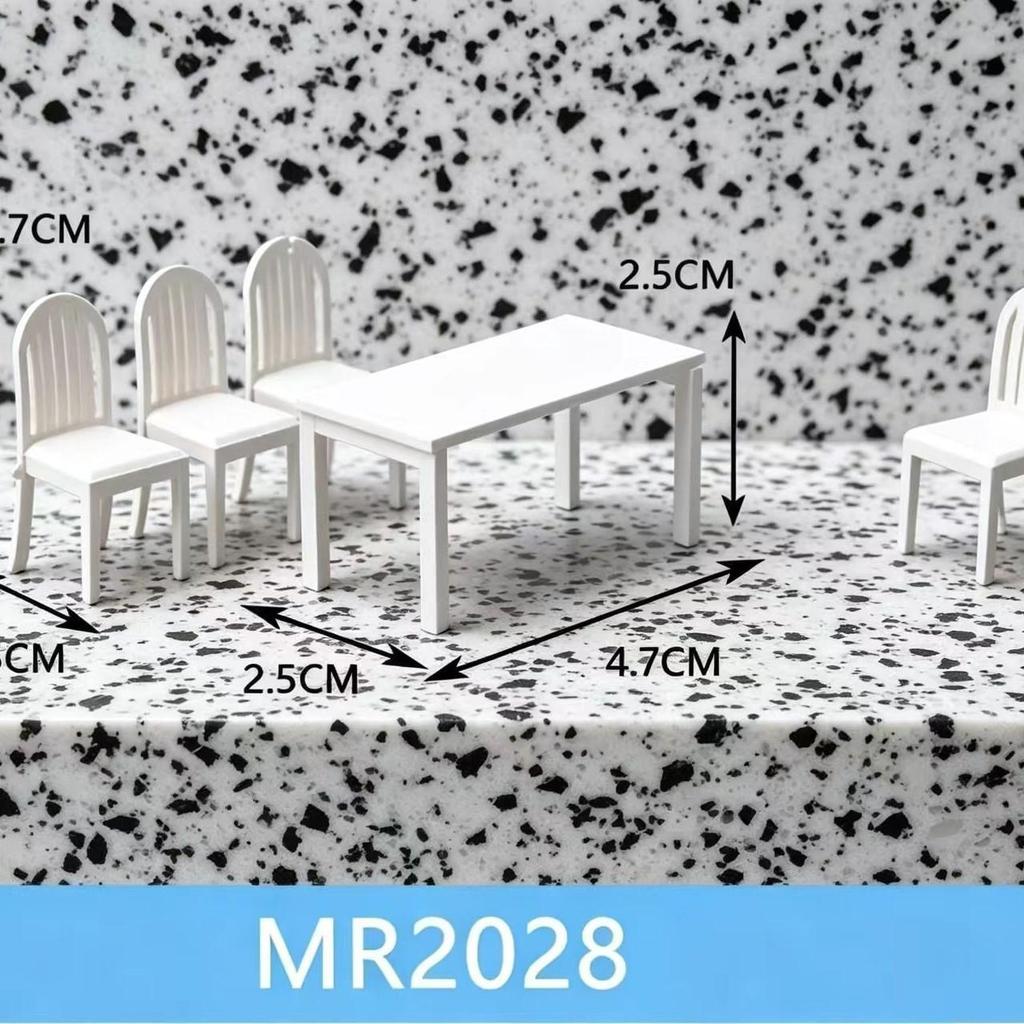 Miniature Interior Model Set: 1:30 Scale Table and Chair for Simulation Building
