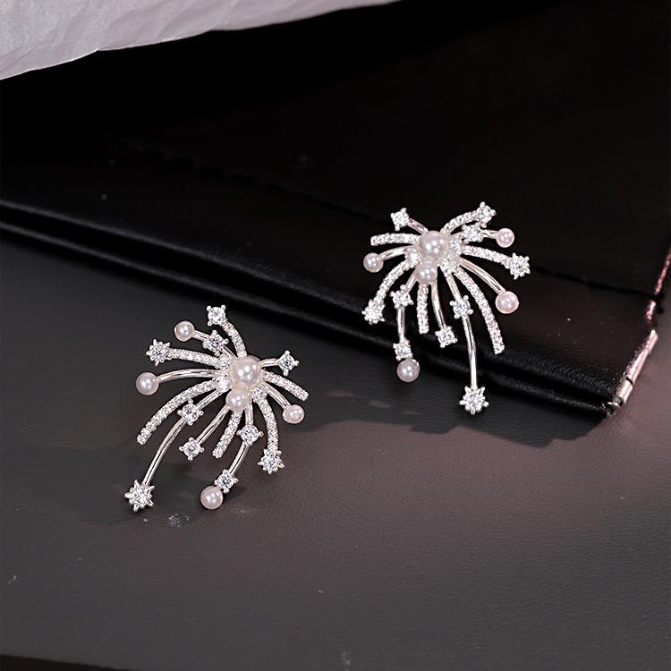 Orecchini Vintage in Argento Sterling 925 da Donna alla Moda Semplici Forma Fuochi d'Artificio Gioielli per Orecchie Anti-Allergia Accessori per Feste
