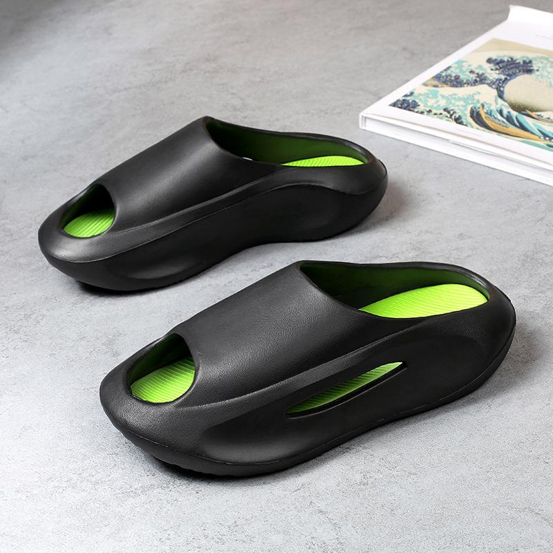 Home Slippers Two-color Thick Bottom Stepping On Shit Feeling Casual Fashion Hospitality One-word Drag Couple Slippers Wearing Beach Slippers