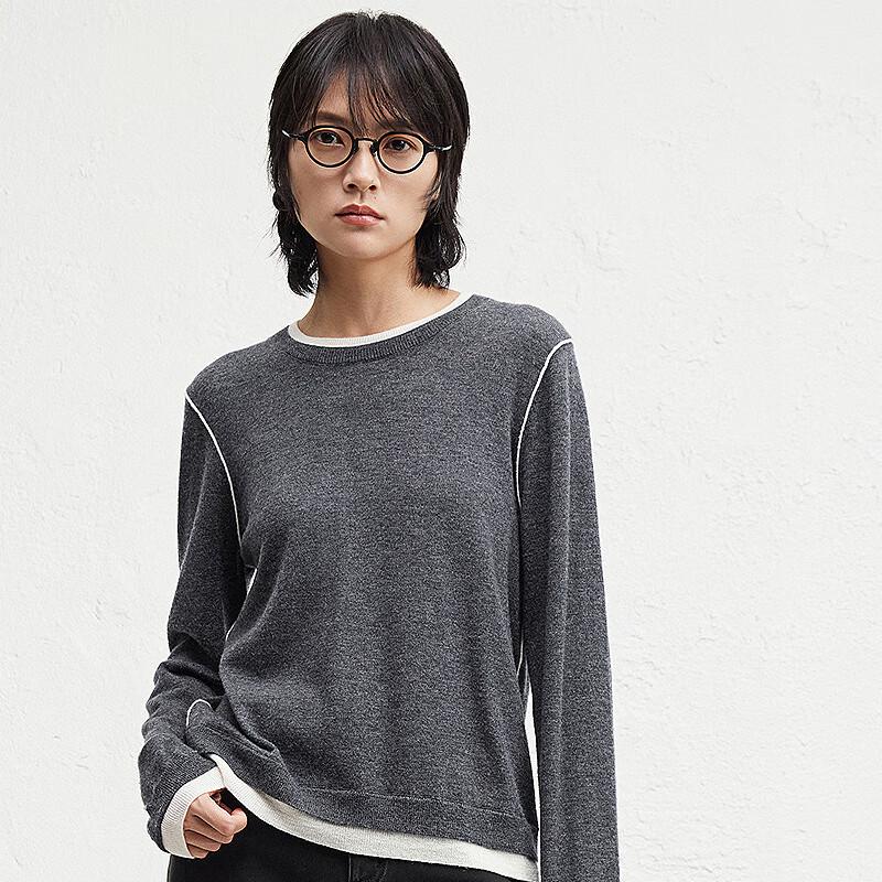 Broadcast Women's Layered Round Neck Knit Sweater
