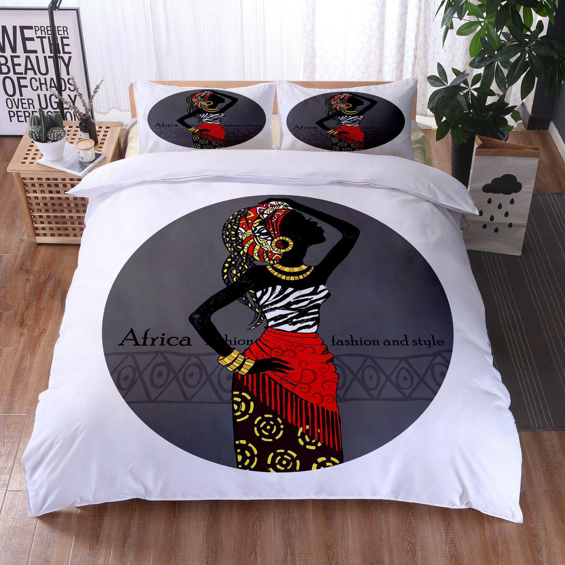 

Comforter African Woman Bedding Set Ethnic Afro Microfiber African American Comforter Set 3 Pieces Orange Ancient Desert Full Comforter (quilt)-EU Single(135*200cm)3pcs